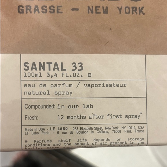 NWT Le Labo Santal 33 Fragrance Box 3.4 FL 100 ML - Picture 3 of 7